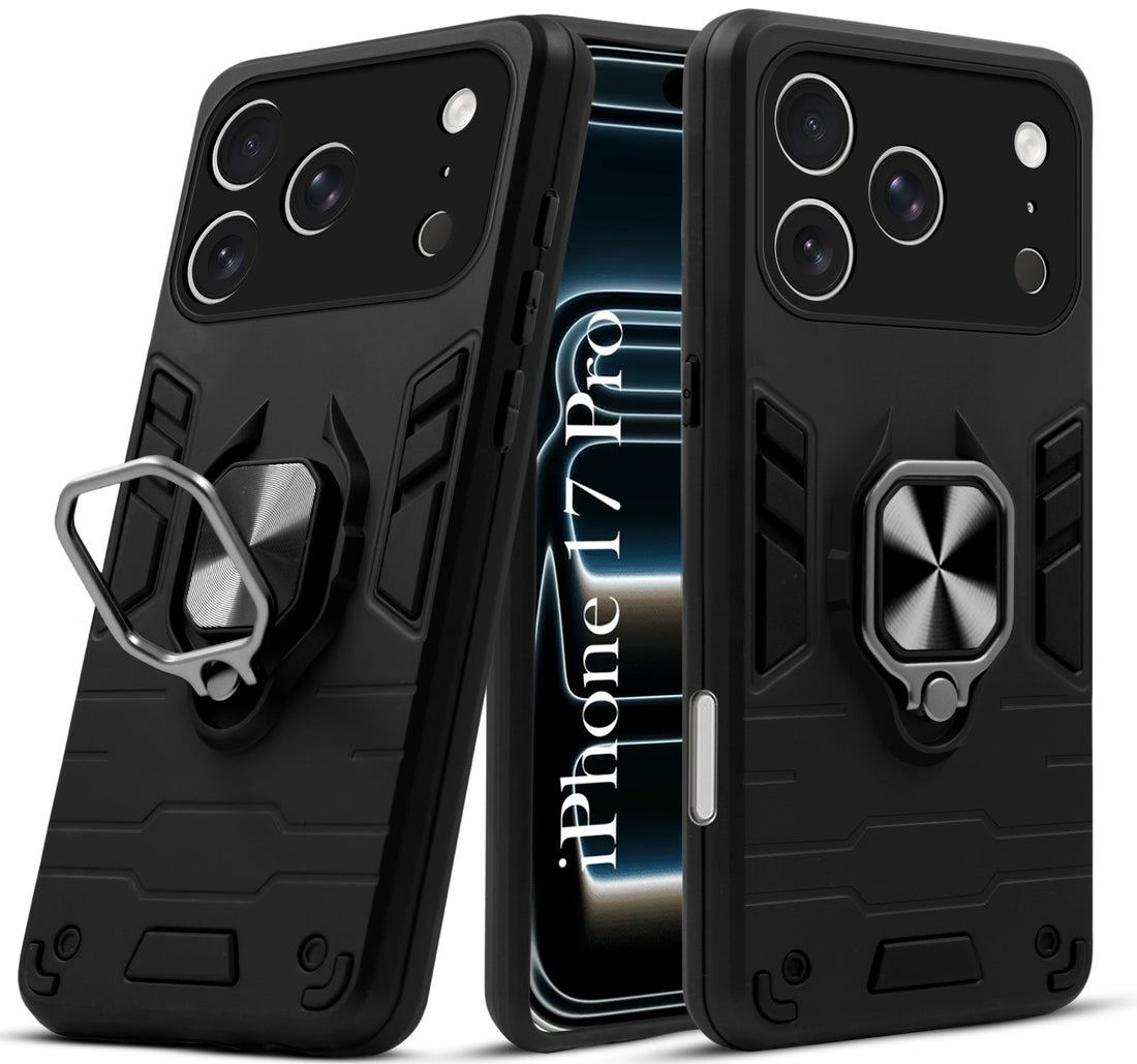 For Apple iPhone 17 Pro  Back Cover Case (Shockproof Dual Layer Polycarbonate |Ring Holder Kickstand)