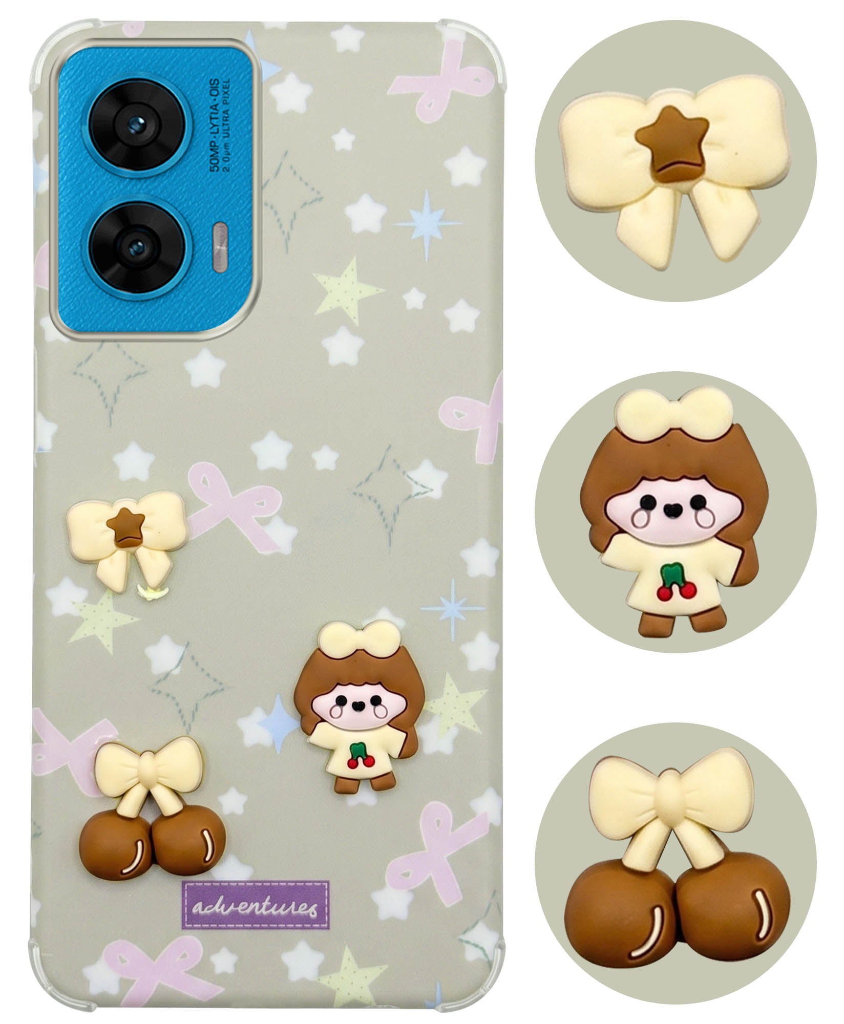 For Motorola Moto G96 Back Cover Case (3D Cute Cartoons | Hard Back Side Soft | Matte Premium Finish | HD Printing)