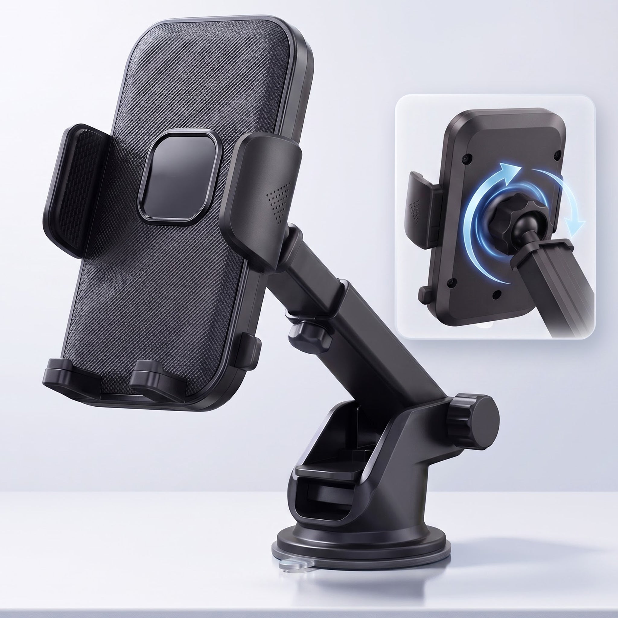 360° One-Touch Car Phone Holder | Universal Dashboard & Windshield Mobile Mount