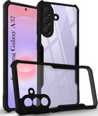 For Samsung Galaxy A37 5G Back Cover Case Hybrid (Shockproof with Polycarbonate Clear Panel | Professional Black)