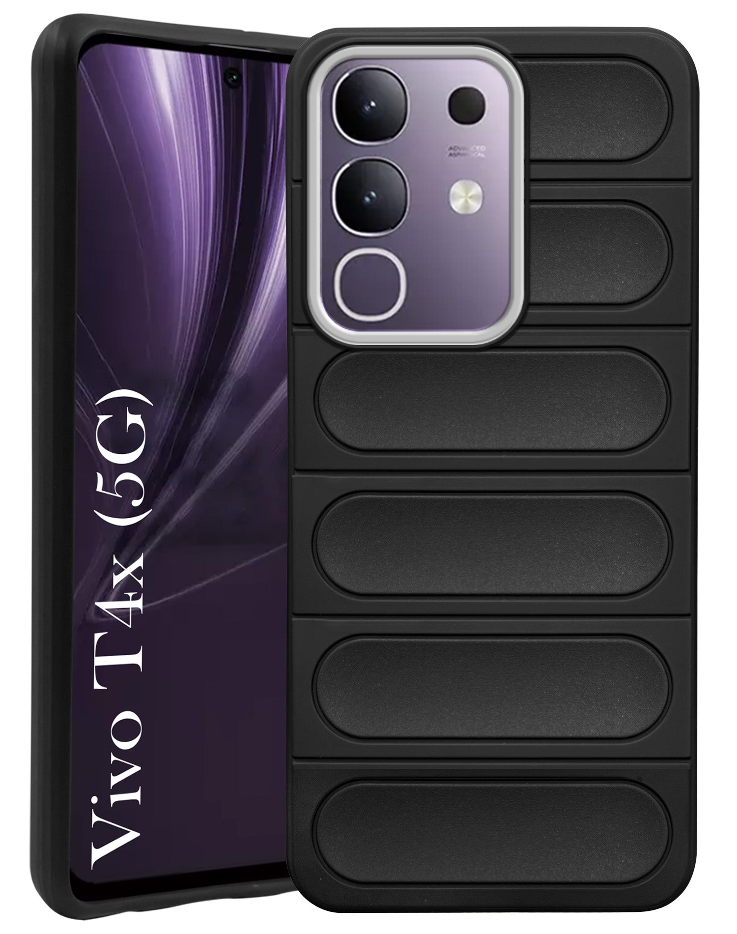 For Vivo T4x Back Cover Case (Matte Liquid Silicone| Camera Protection Ring | Professional Wave Design | Shockproof Anti Slip Grip )