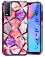 For Vivo Y12s | Y11s | Y12G Back Cover Case (Dual Design Glitter Sparkle and Detachable Diamond Print Case | Soft and Flexible)