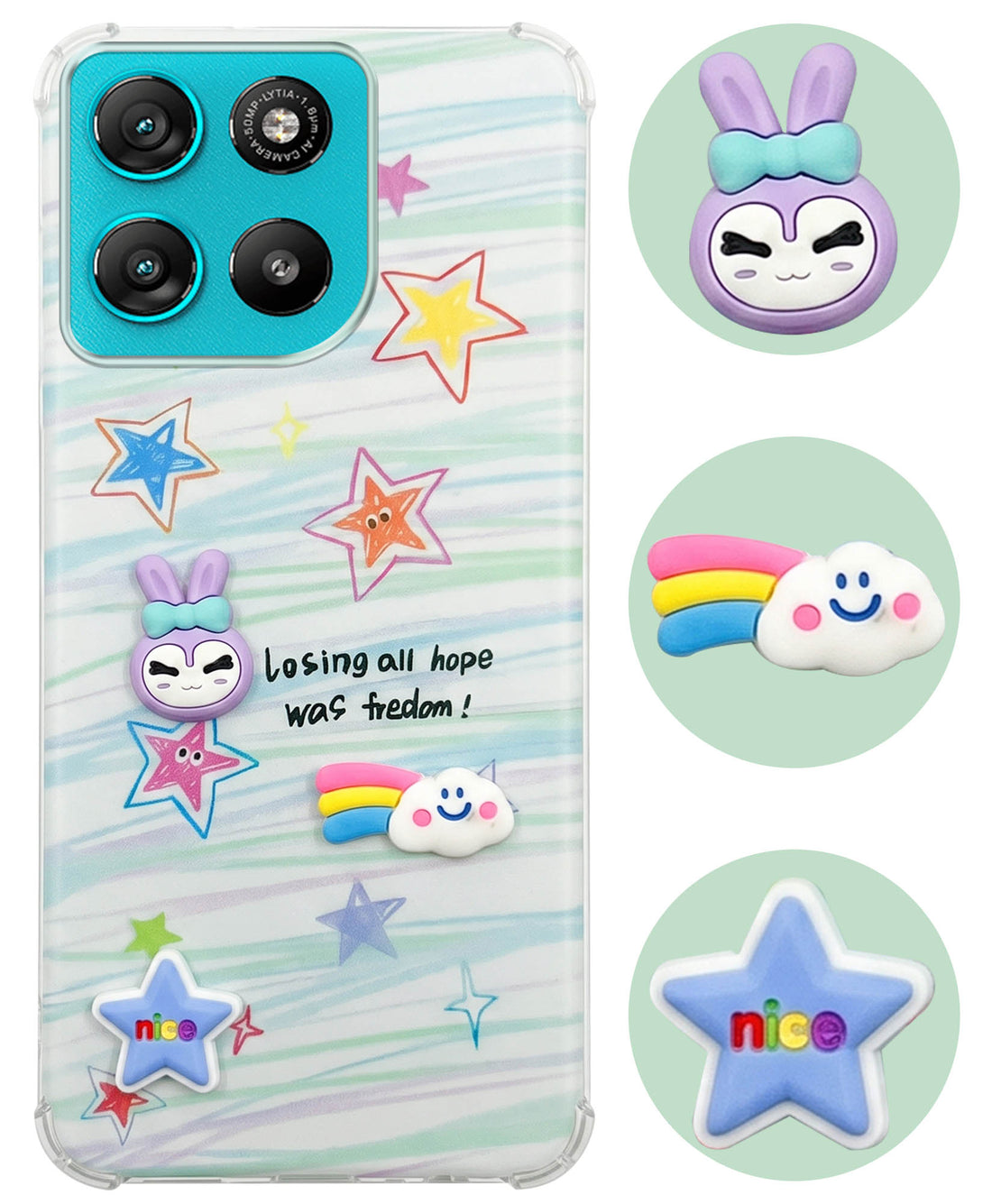 For Motorola Moto G67 Power | G57 Power Back Cover Case (3D Cute Cartoons | Hard Back Side Soft | Matte Premium Finish | HD Printing)