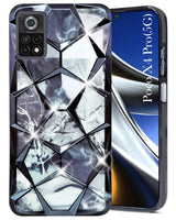 For Poco C71 Back Cover Case (Dual Design Glitter Sparkle and Detachable Diamond Print Case | Soft and Flexible)