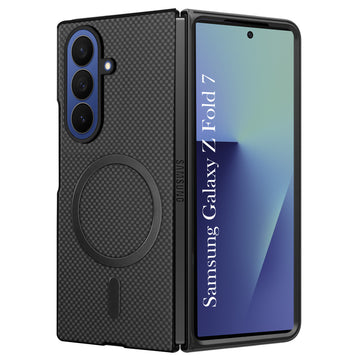 For Samsung Galaxy Z Fold 7 Back Cover Case (MagSafe Wireless Charging Compatible | Hexa Leather Finish | Inside Microfiber Cloth)