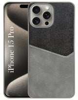 For Apple iPhone 15 Pro Back Cover Case (Dual PU Leather Stitch | Professional Minimalist | Soft and Flexible)