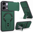 For Oppo Reno14 Pro 5G | Oppo Reno 14 Pro 5G Back Case Cover Metallic (Hybrid Armor Kickstand | Sliding Shutter Camera Protection | MagSafe Compatible)