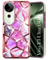 For Vivo T3 Ultra Back Cover Case ( Dual Design Glitter Sparkle and Detachable Diamond Print Case | Soft and Flexible)