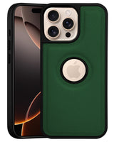 For Apple iPhone 16 Pro Max Back Cover Case (Minimalist Design Stitched Leather | Shockproof Raised Edges for Camera & Screen Protection)