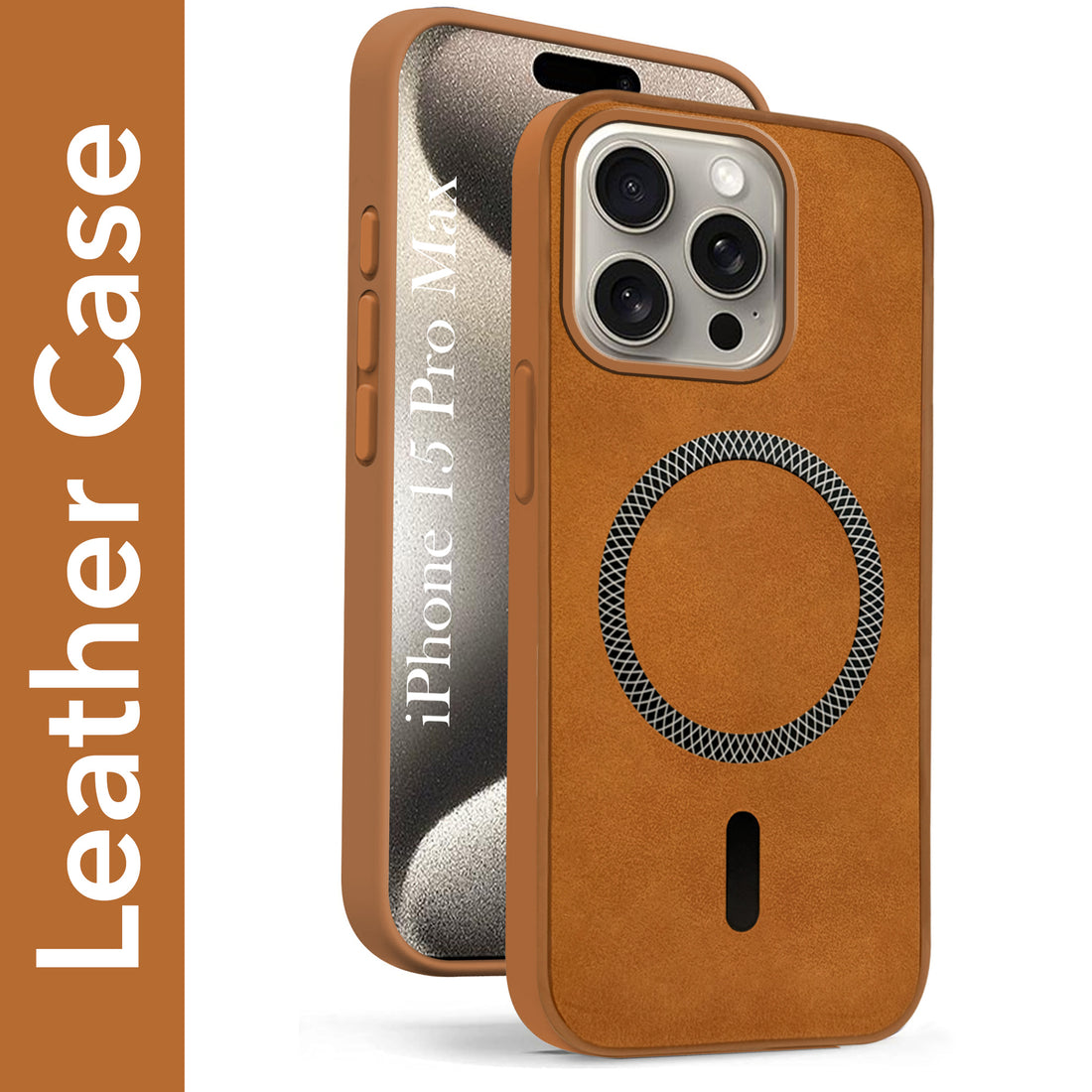 For Apple iPhone 15 Pro Max Back Cover Case (Sleek Leather Finish | MagSafe Compatible Wireless Charging | Camera Bump Protection)