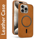 For Apple iPhone 15 Pro Max Back Cover Case (Sleek Leather Finish | MagSafe Compatible Wireless Charging | Camera Bump Protection)