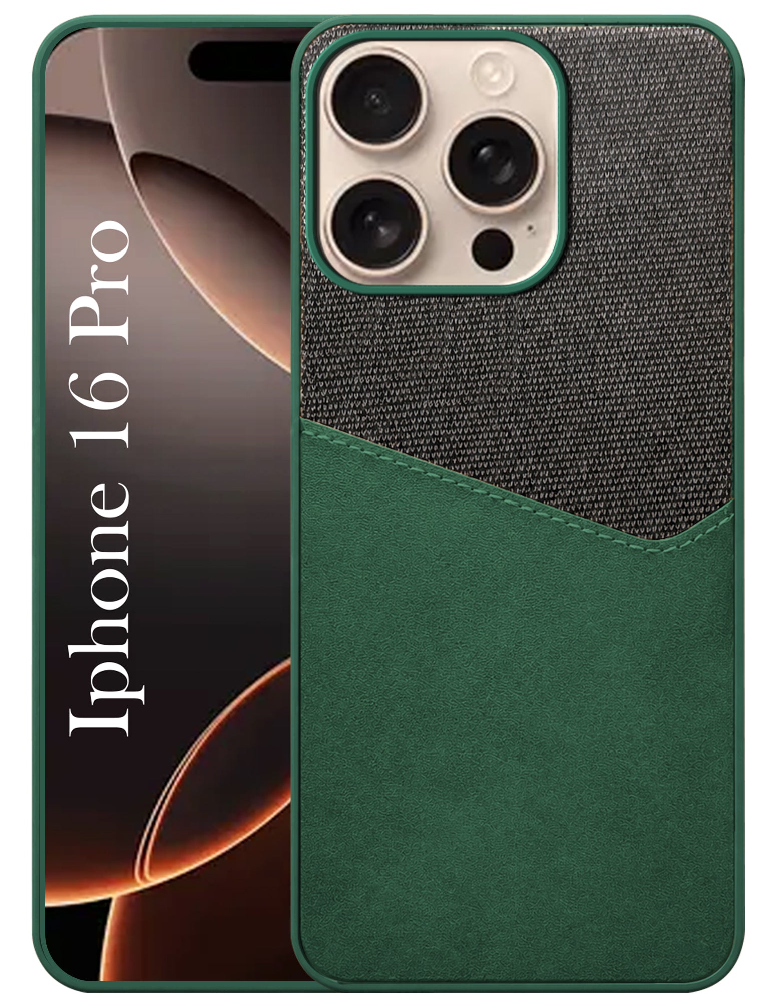 For Apple iPhone 16 Pro Back Cover Case (Dual PU Leather Stitch | Professional Minimalist | Soft and Flexible)