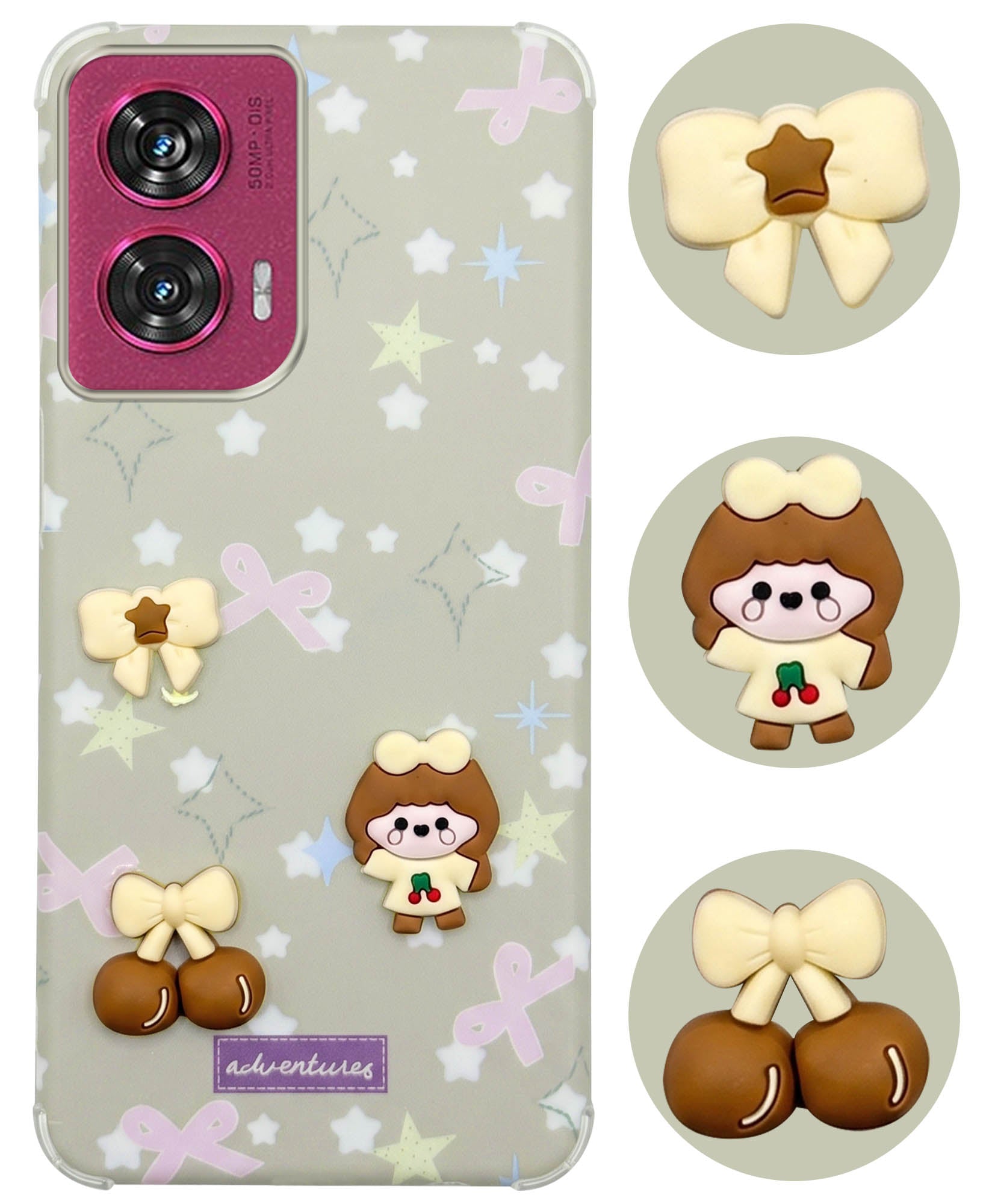 For Motorola Moto Edge 50 Fusion Back Cover Case (3D Cute Cartoons | Hard Back Side Soft | Matte Premium Finish | HD Printing)