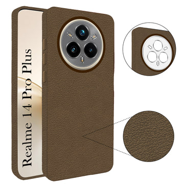 For Realme 14 Pro Plus 5G Back Cover Case (Glass Like Camera Protection | Leather Feel | Minimalist Professional Grip)
