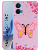 For Motorola Moto G96 Back Cover Case (Soft Butterfly Embroidery | Women Teen Girls | Camera Protection| Matte Silicone)