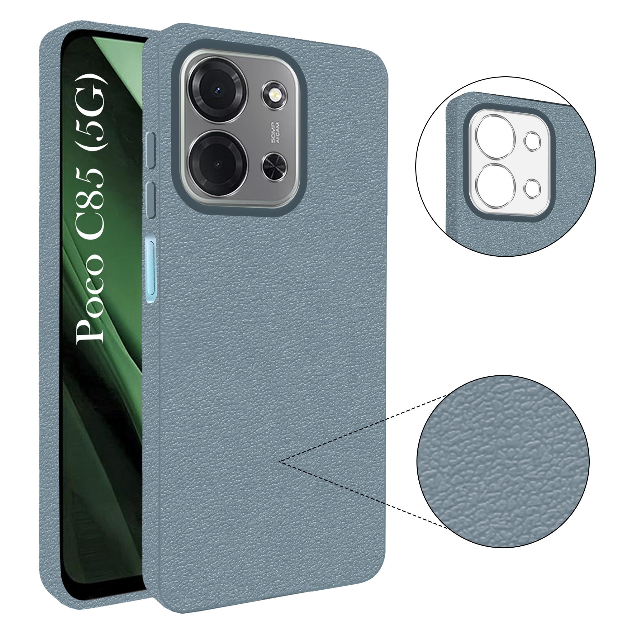 For Poco C85 5G Back Cover Case Silicone (Glass Like Camera Protection | Leather Feel | Minimalist Professional Grip)