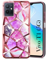 For Vivo T1 5G Back Cover Case ( Dual Design Glitter Sparkle and Detachable Diamond Print Case | Soft and Flexible)