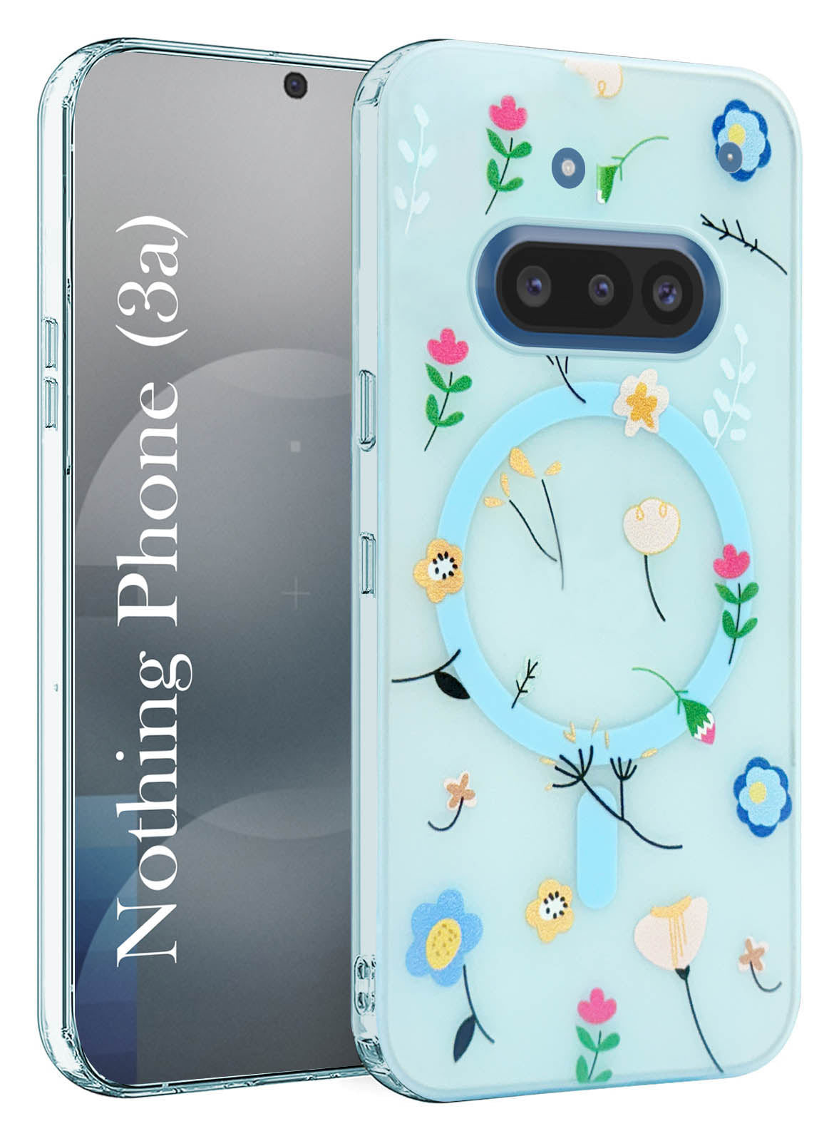 For Nothing Phone 3A Back Cover Case (Cute Floral Design | Flower Print for Girls | MagSafe Compatible Wireless Charging)