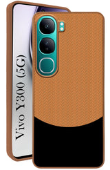 For Vivo Y300 Back Cover Case (Elegant PU Leather Finish | Premium Minimalist Professional | Camera Protection Bump)