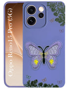 For Oppo Reno15 Pro 5G | Oppo Reno 15 Pro 5G Back Cover Case (Soft Butterfly Embroidery | Women Teen Girls | Camera Protection| Matte Silicone)
