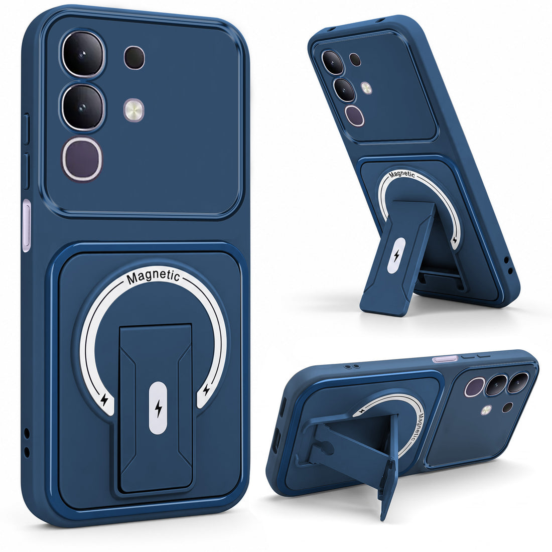 For Vivo T4x | Vivo Y31 Pro Back Case Cover Metallic (Hybrid Armor Kickstand | MagSafe Compatible | Camera Protection Shockproof)