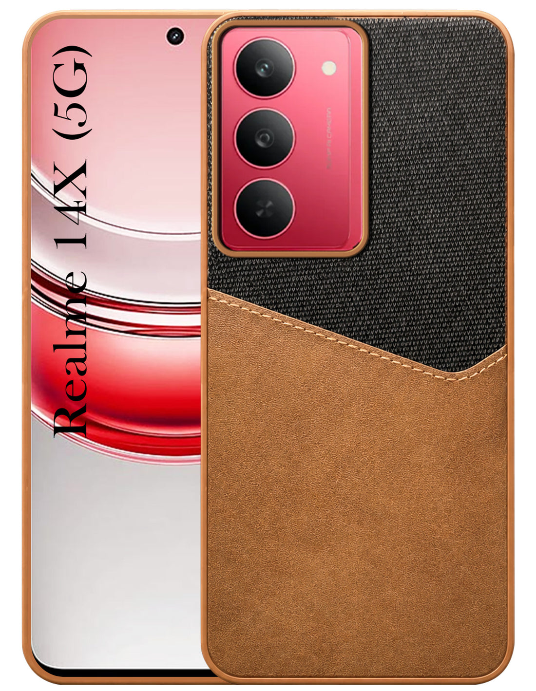 For Realme 14X Back Cover Case (Dual PU Leather Stitch | Professional Minimalist | Soft and Flexible)