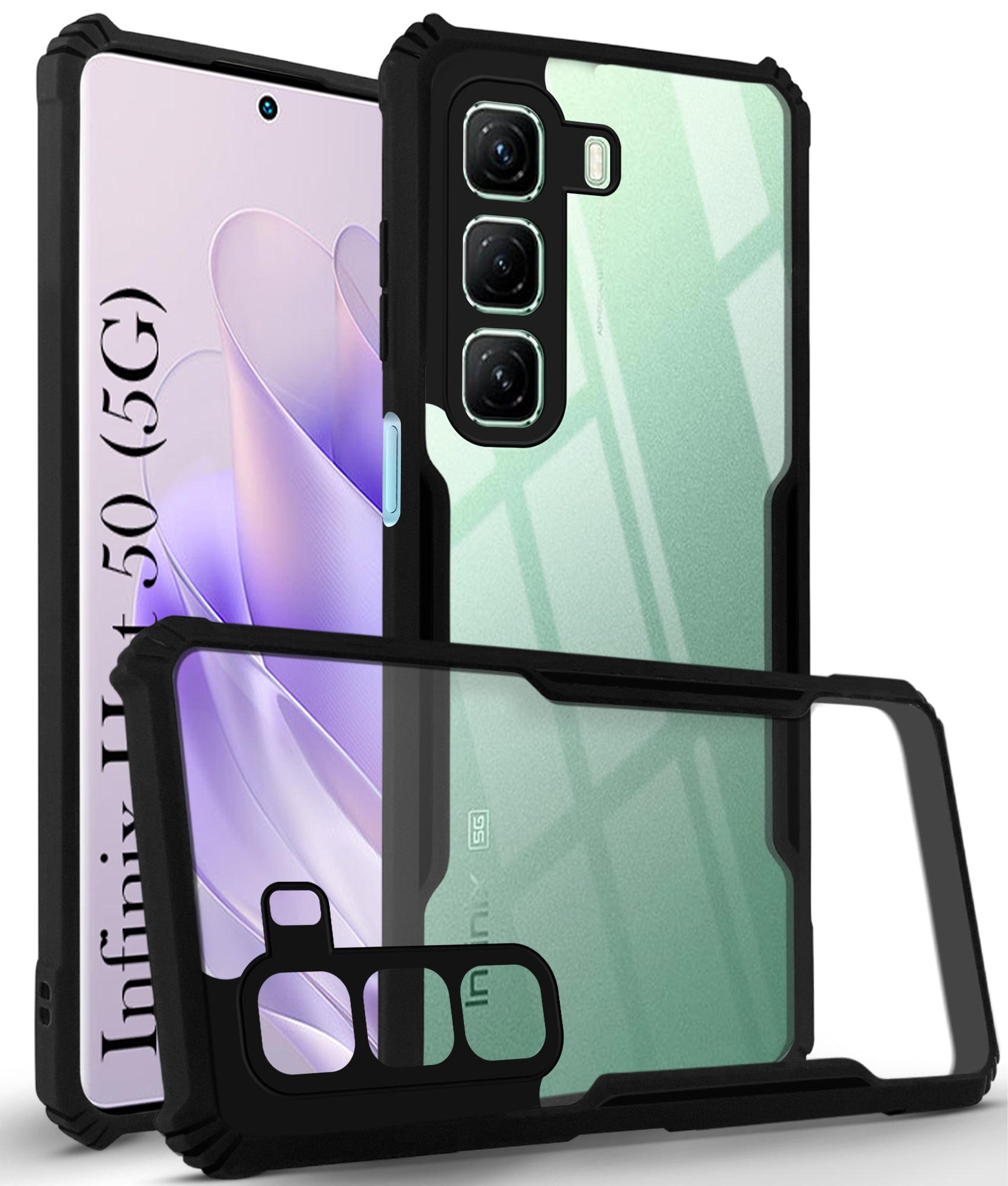 For Infinix Hot 50 5G Back Cover Case ( Shockproof with Polycarbonate Clear Panel | Professional )