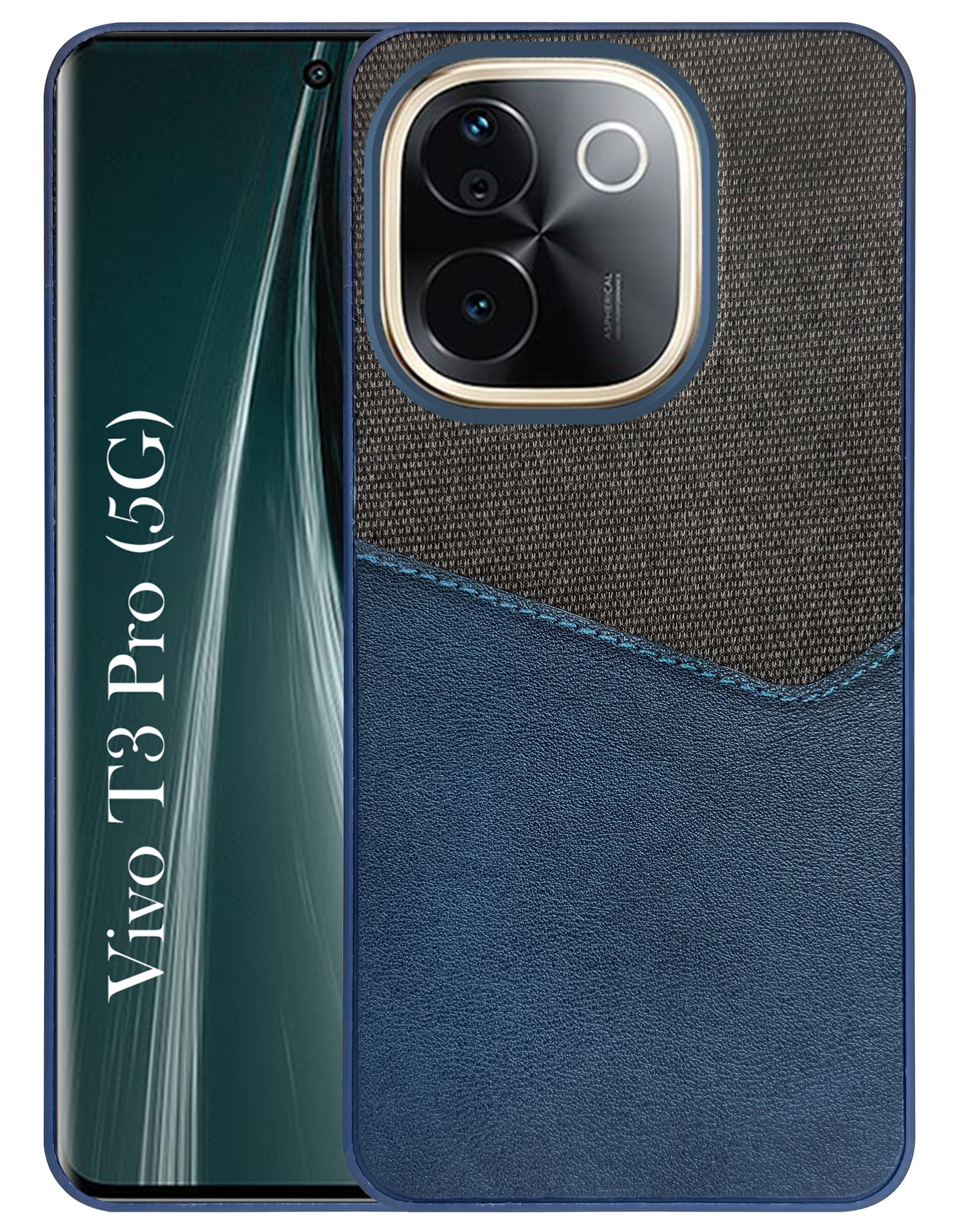 For Vivo T3 Pro Back Cover Case (Dual PU Leather Stitch | Professional Minimalist | Soft and Flexible)