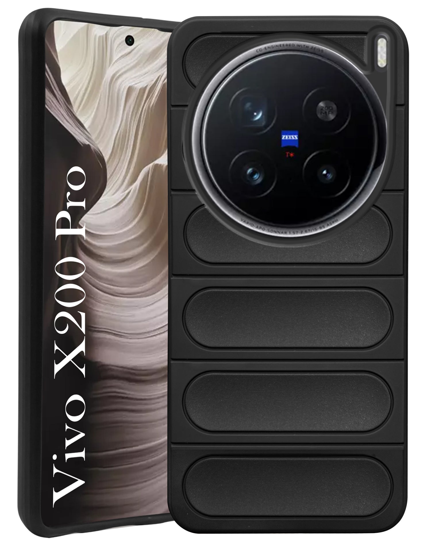 For Vivo X200 Pro 5G Back Cover Case (Matte Liquid Silicone | Professional Design | Camera Protection | Wave Black)