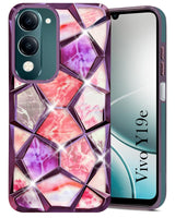 For Vivo Y19 | Vivo Y19e | Vivo T4 Lite Back Cover Case Girls (Dual Design Glitter Sparkle and Detachable Diamond Print Case | Soft and Flexible)