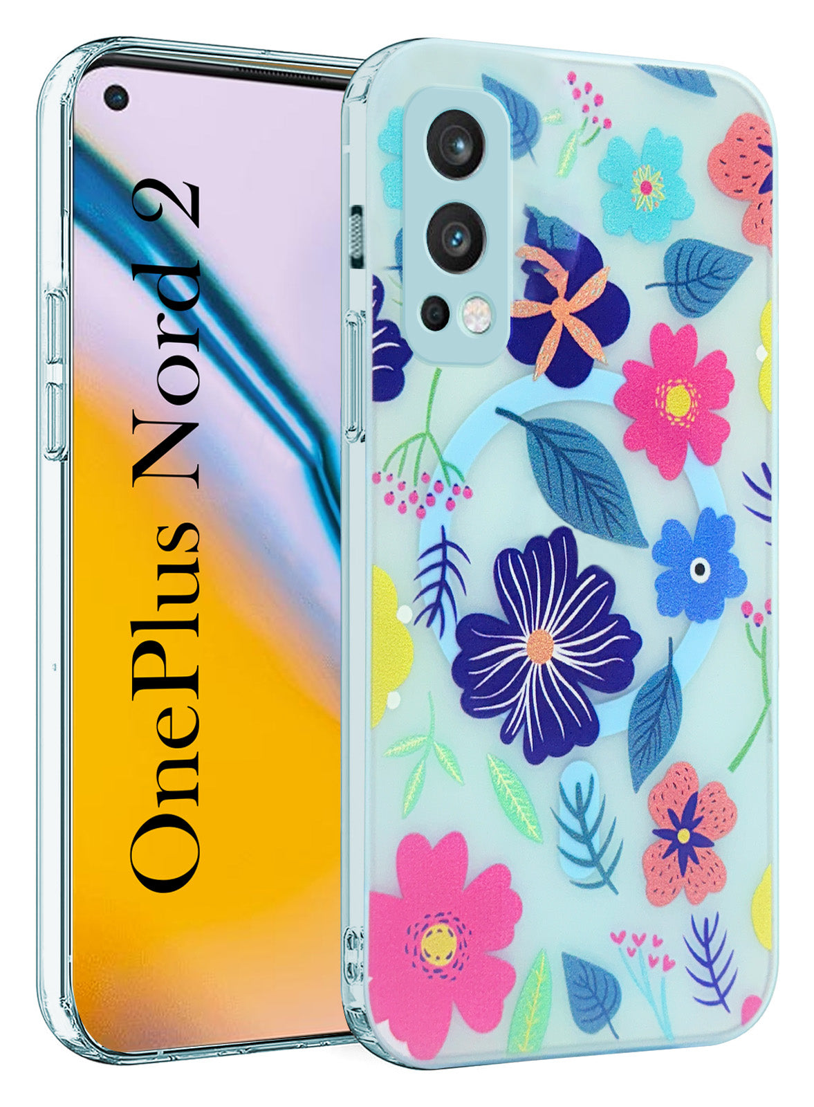For OnePlus Nord 2 Back Cover Case (Cute Floral Design | Flower Print for Girls | MagSafe Compatible Wireless Charging)