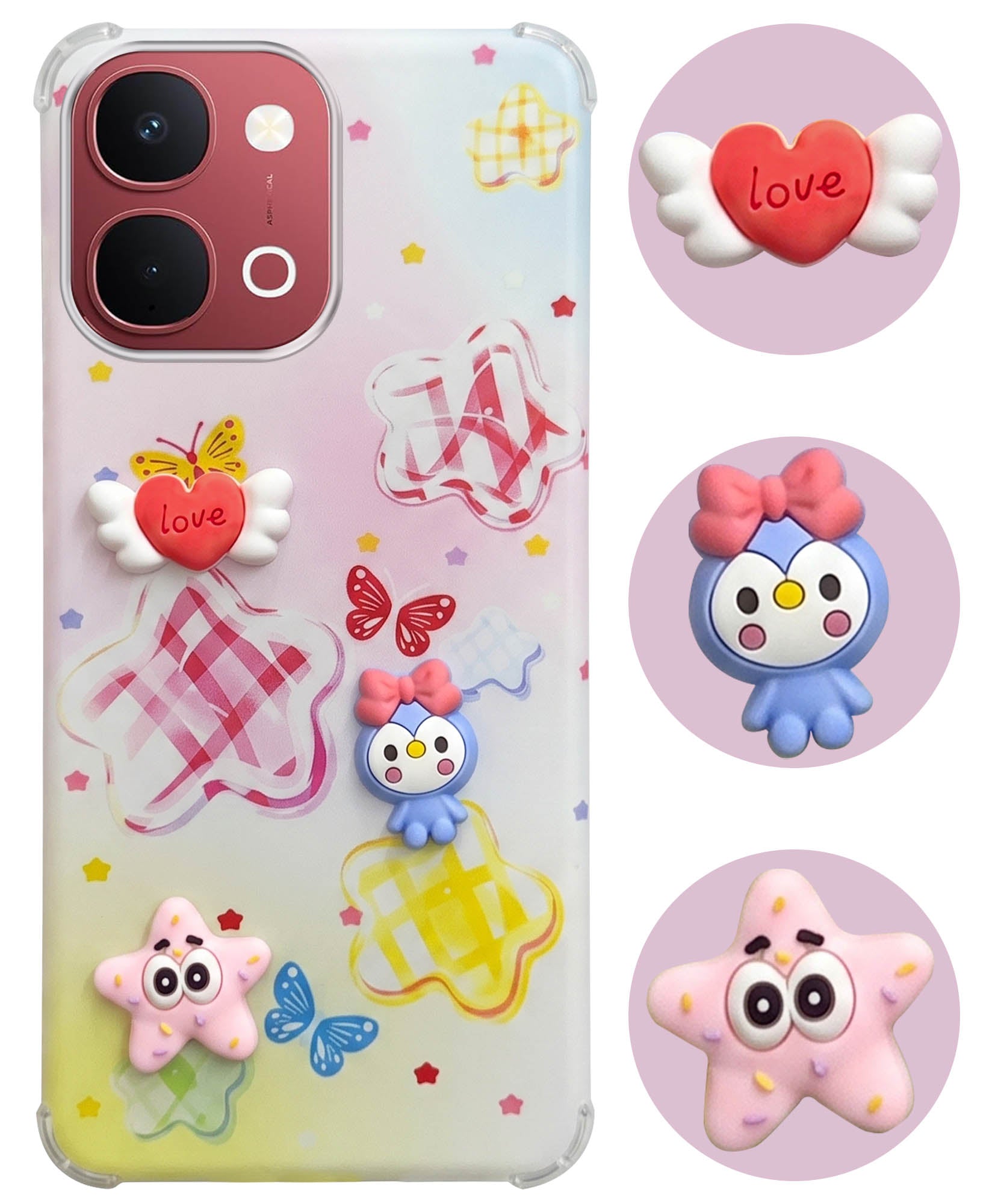 For Vivo Y31T 5G Back Cover Case (3D Cute Cartoons | Hard Back Side Soft | Matte Premium Finish | HD Printing)