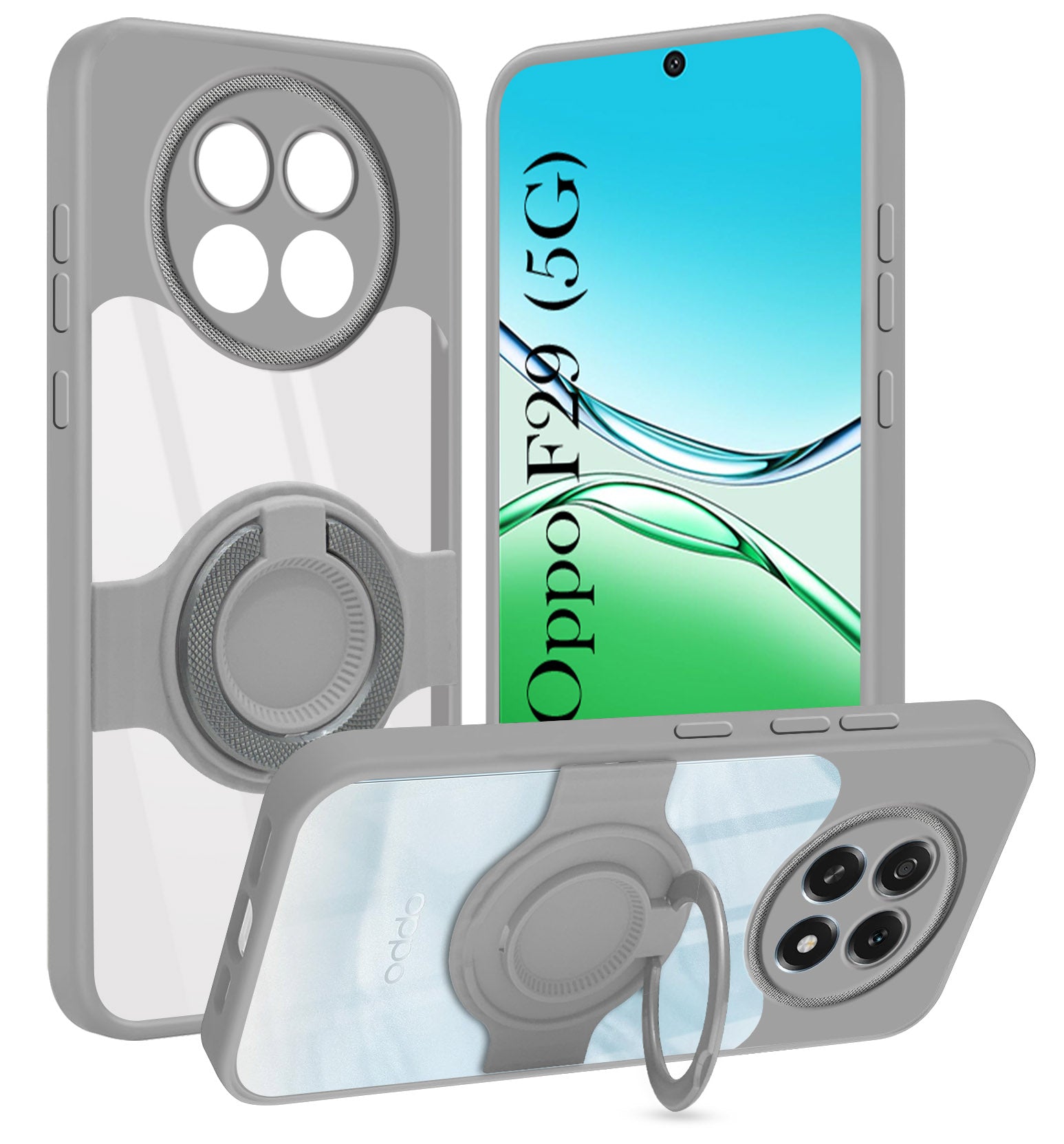 For Oppo F29 Back Cover Case with stand (Built-in Ring Holder Kickstand | Lifetime Anti Yellow | Camera Protection)