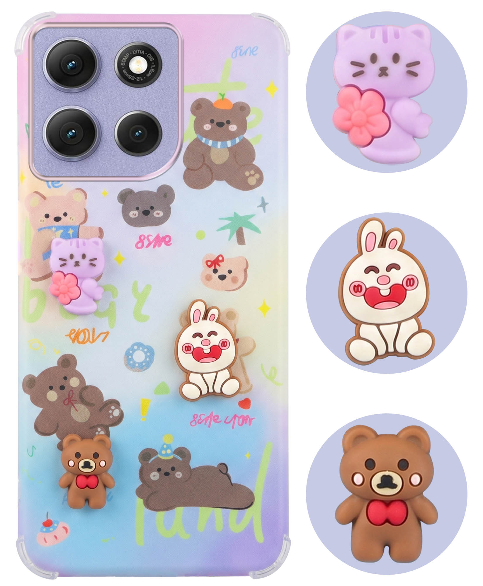 For Motorola Moto G86 Power Back Cover Case (3D Cute Cartoons | Hard Back Side Soft | Matte Premium Finish | HD Printing)