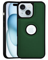 For Apple iPhone 15 Back Cover Case (Minimalist Design Stitched Leather | Shockproof Raised Edges for Camera & Screen Protection)