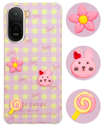 For Redmi A7 Pro 5G Back Cover Case (3D Cute Cartoons | Hard Back Side Soft | Matte Premium Finish | HD Printing)