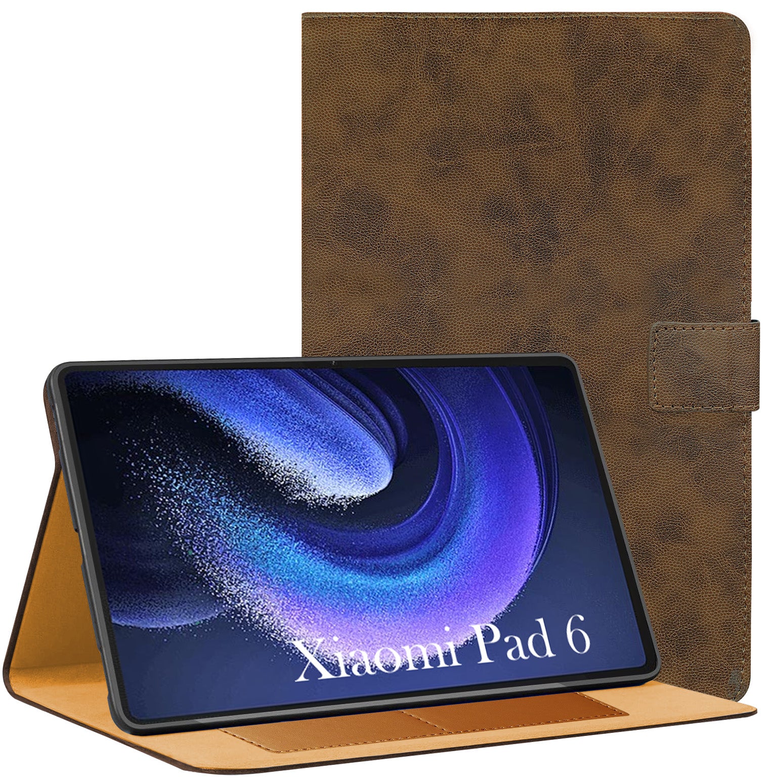 For Xiaomi Pad 6 11 Inch 23043RP34C/23043RP34G/23043RP34I Flip Cover Folio Cover(PU Leather | Multi-Angle Smart Stand | Card Storage Slots | Silicone Back Pouch)