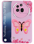For Nothing Phone 3A Pro 5G Back Cover Case (Soft Butterfly Embroidery | Women Teen Girls | Camera Protection| Matte Silicone)