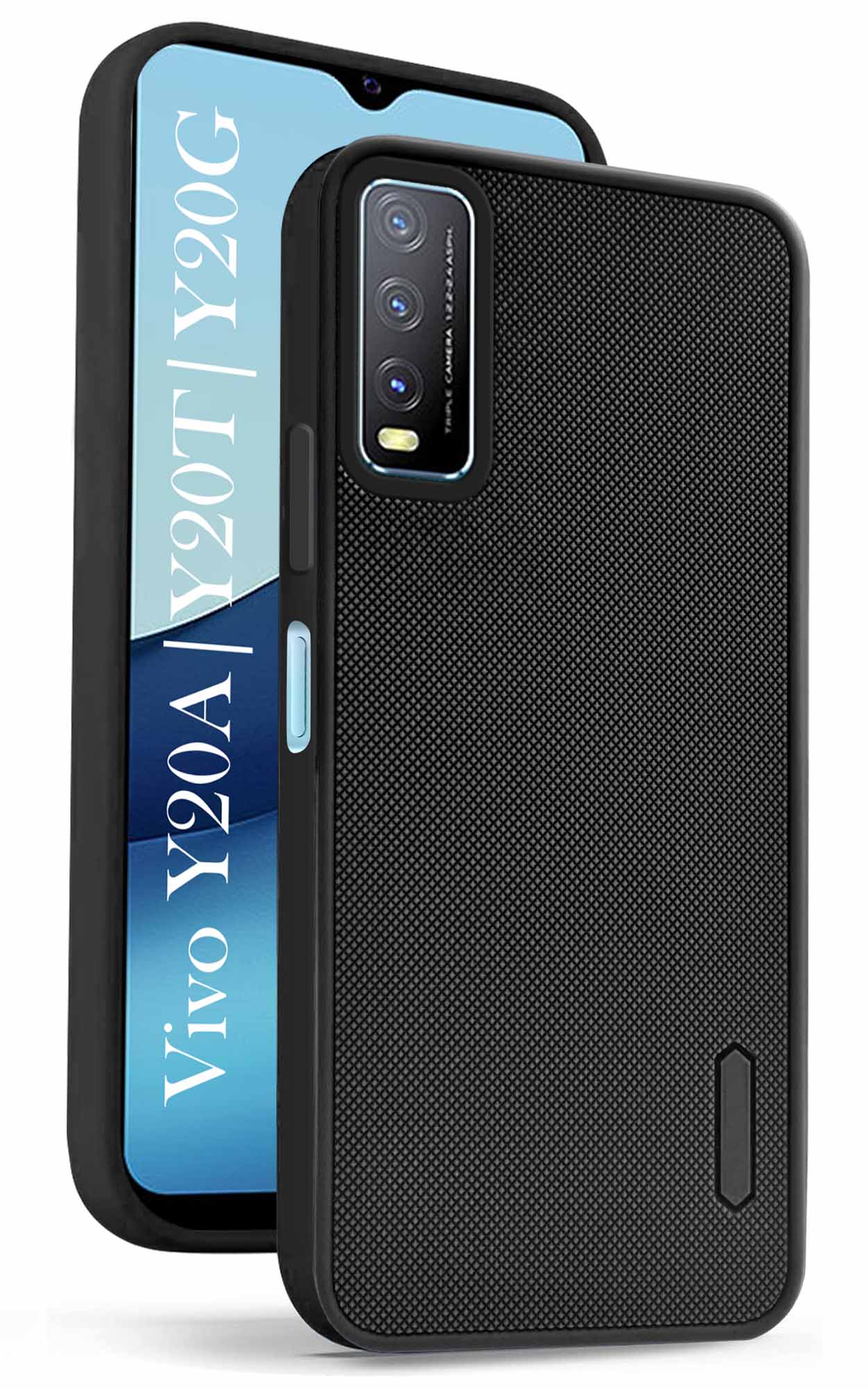 For Vivo Y20A | Y20T | Y20G Back Cover Case(Textured Grip Design | Camera Protetion | Slim and Light Weight | Soft Touch and Feel | Black )