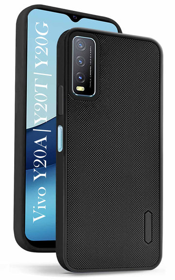 For Vivo Y20A | Y20T | Y20G Back Cover Case(Textured Grip Design | Camera Protetion | Slim and Light Weight | Soft Touch and Feel | Black )