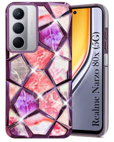 For Realme Narzo 80x Back Cover Case Girls (Dual Design Glitter Sparkle and Detachable Diamond Print Case | Soft and Flexible)