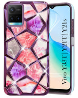 For Vivo Y33T | Vivo Y21T | Vivo Y21s Back Cover Case (Dual Design Glitter Sparkle and Detachable Diamond Print Case | Soft and Flexible)