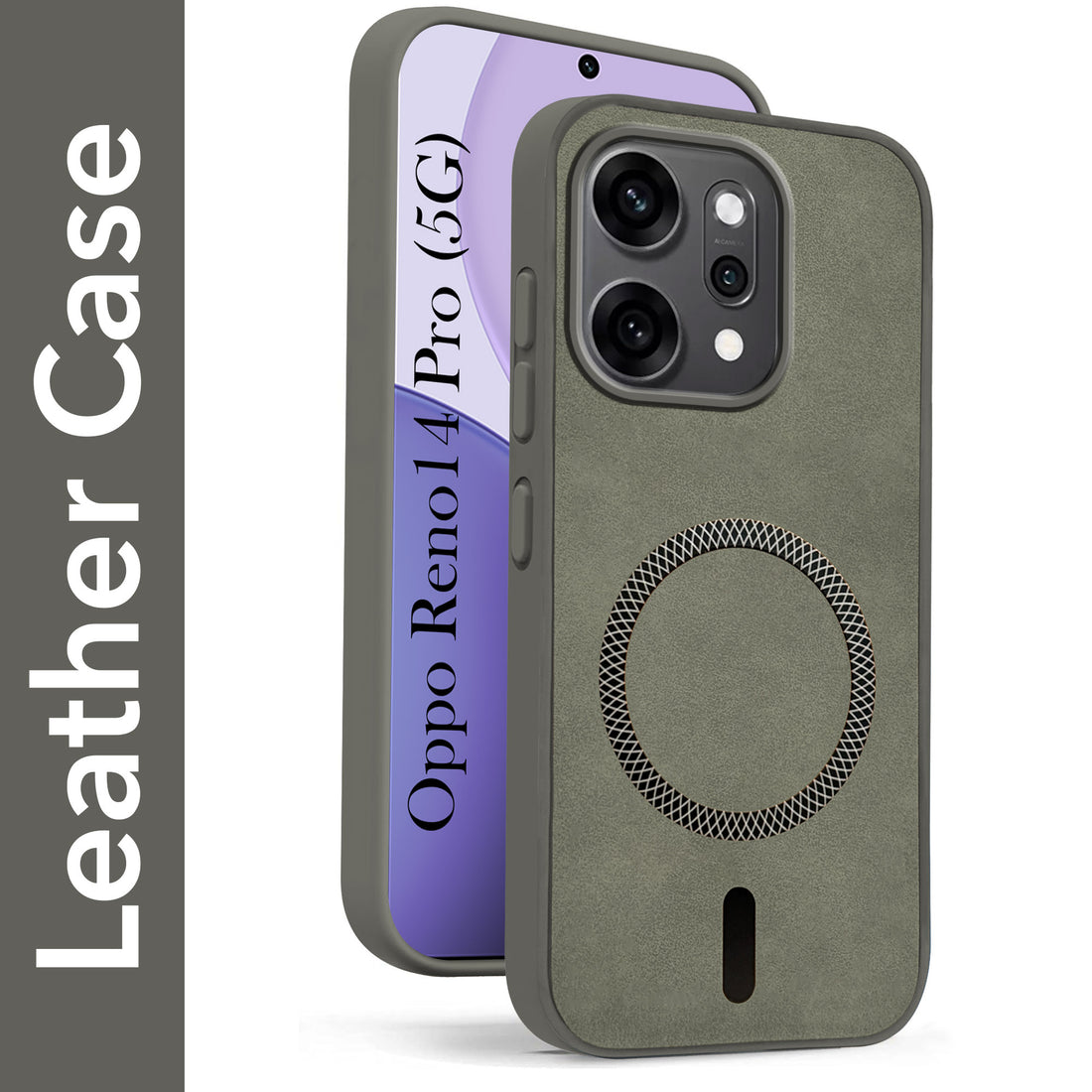For Oppo Reno14 Pro 5G | Oppo Reno 14 Pro 5G Back Cover Case Leather Finish (MagSafe Compatible Wireless Charging | Soft Touch | Camera Bump Protection)