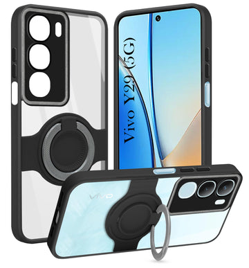 For Vivo Y29 Back Cover Case with stand (Built-in Ring Holder Kickstand | Lifetime Anti Yellow | Camera Protection)