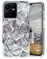 For VIVO Y22 | VIVO Y22s Back Cover Case (Dual Design Glitter Sparkle and Detachable Diamond Print Case | Soft and Flexible)
