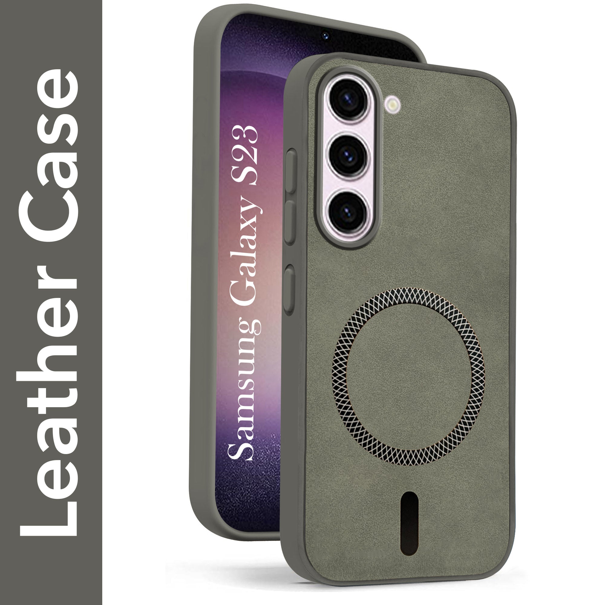 For Samsung Galaxy S23 5G Back Cover Case (Sleek Leather Finish | MagSafe Compatible Wireless Charging | Camera Bump Protection)
