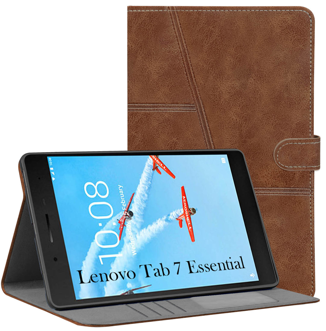 For Flip Cover Folio Case Lenovo Tab 7 Essential (TB-7304I, TB-7304X, TB-7304F) 7 Inch (PU Leather | Multi-Angle Smart Stand | Card Storage Slots | Silicone Back Pouch)