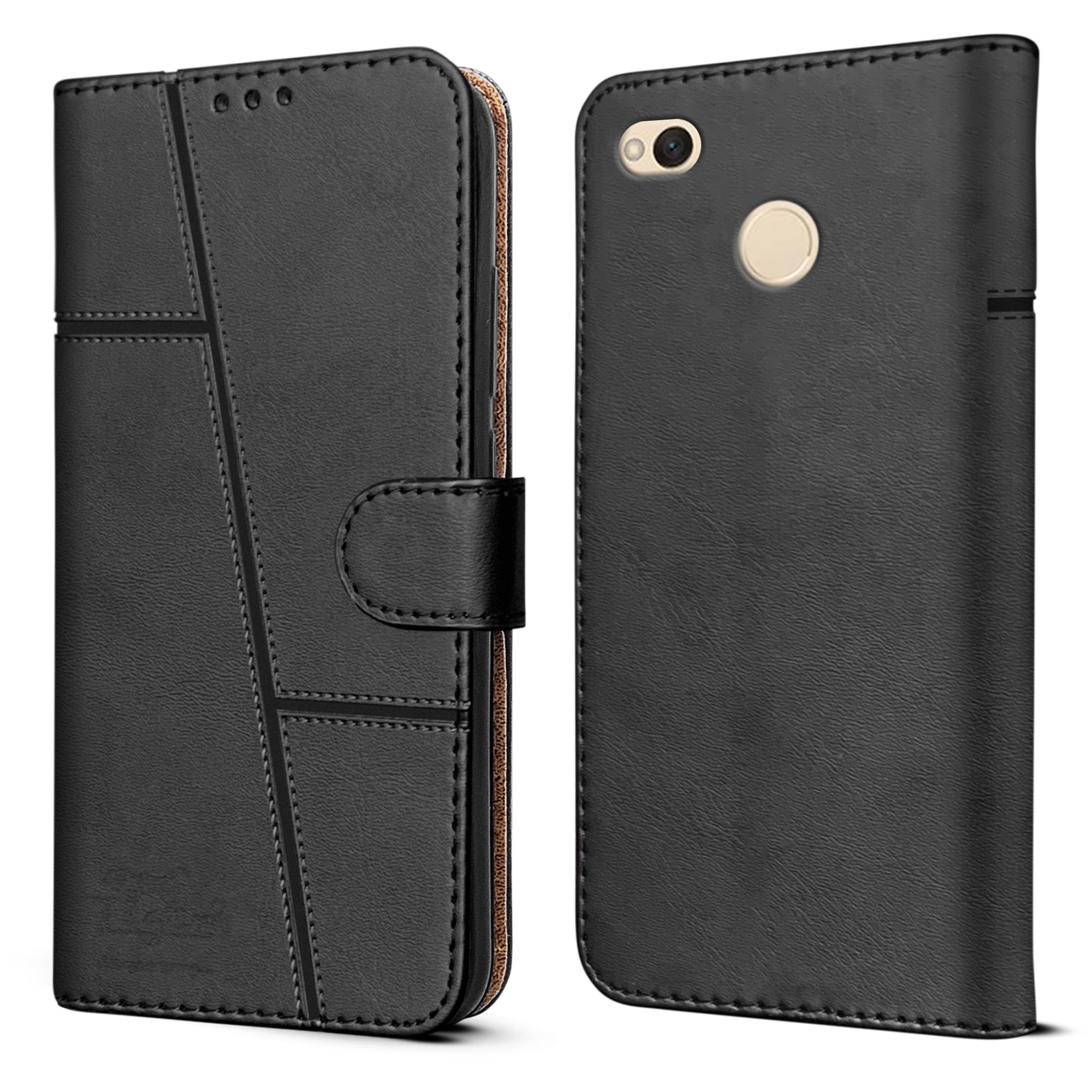 For Xiaomi Redmi 4 Flip Cover Case ( Stitched Leather with Magnetic Closure)