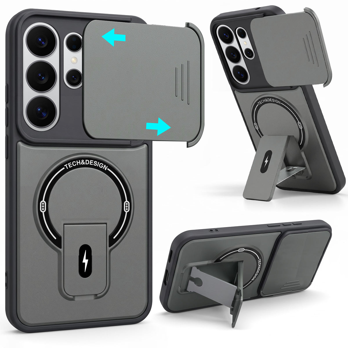 For Samsung Galaxy S26 Ultra Back Case Cover Metallic (Hybrid Armor Kickstand | Sliding Shutter Camera Protection | MagSafe Compatible)