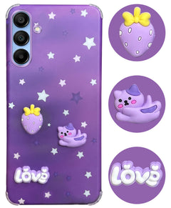 For Samsung Galaxy A15 5G Back Cover Case (3D Cute Cartoons | Hard Back Side Soft | Matte Premium Finish | HD Printing)